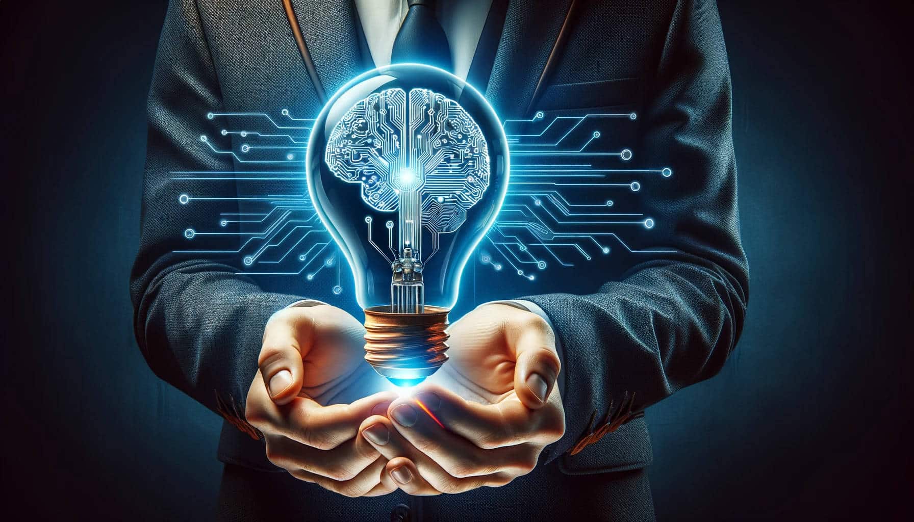 Businessman with brain light bulb